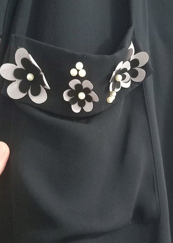 Uzun Kollu Siyah Nakışlı Gotik Kadın Elbisesi - Görsel 4