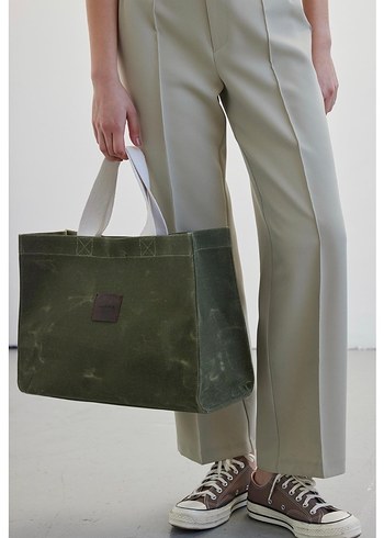 Manuka Yıkama Efektli Large Kanvas Çanta - Görsel 9