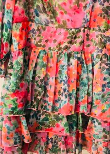 Ipekyol Çiçekli Kat Kat Fırfırlı Mini Elbise - Görsel 7