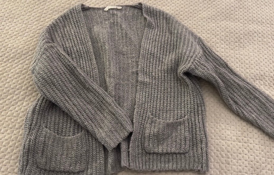 Mango Gri Çocuk Salaş Yünlü Uzun Hırka - Görsel 2