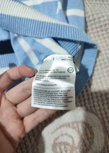 xl Beden mavi Renk Mavi Çizgili Pamuklu Kadın Kazak