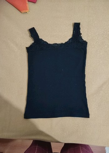 32 Beden siyah Renk Siyah Dantelli Mini Kadın Atlet