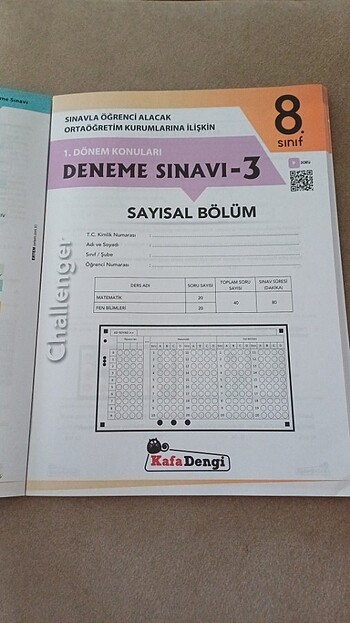  Beden Renk 8. SINIF 1. Donem konuları deneme seti