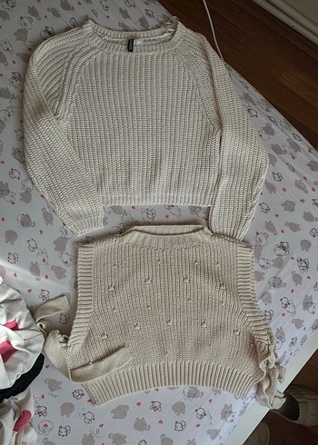 İncili bej süveter - Görsel 4