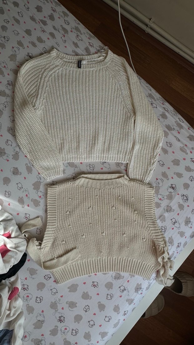 İncili bej süveter - Görsel 4