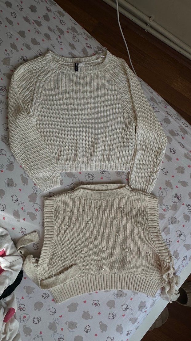 İncili bej süveter - Görsel 3