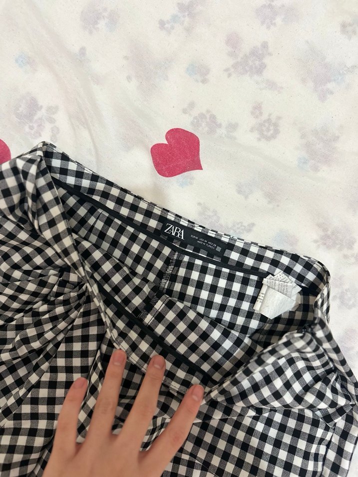 Ekose Desenli Pilili Mini Etek - Görsel 4