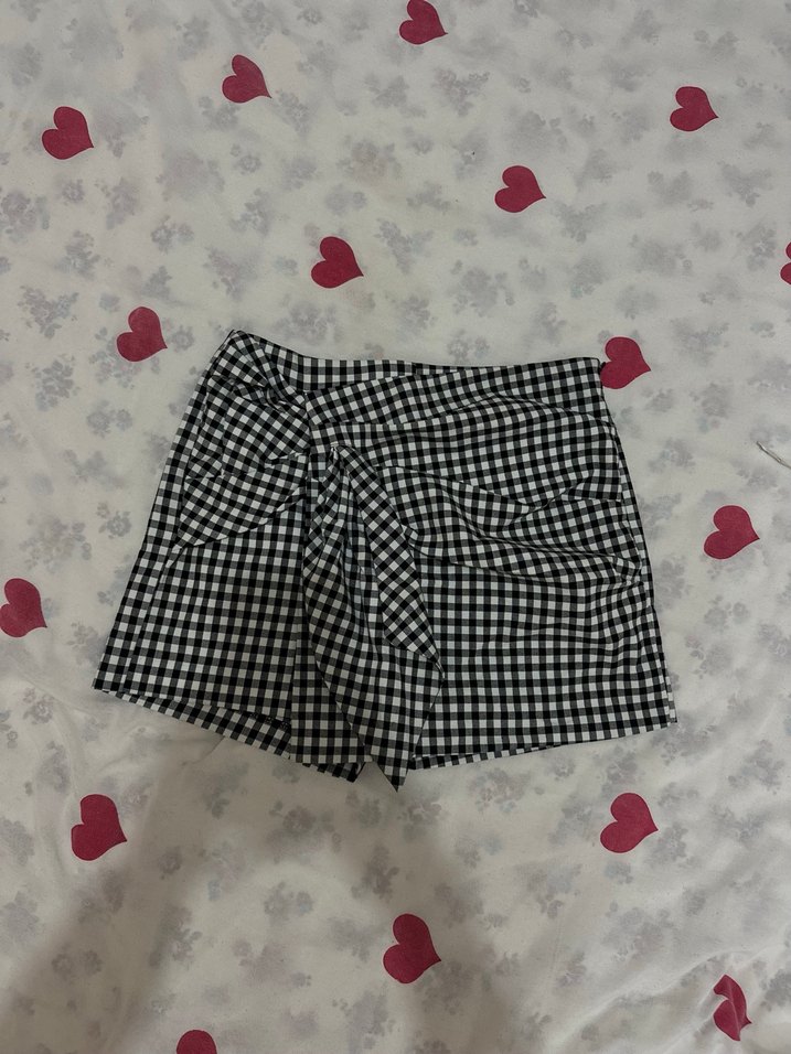 Ekose Desenli Pilili Mini Etek - Görsel 2