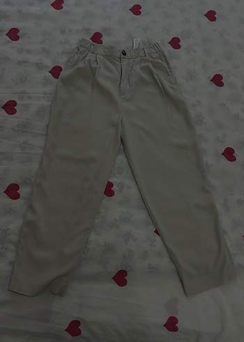 Orijinal zara Bej Kadın Keten Rahat Pantolon - Görsel 3