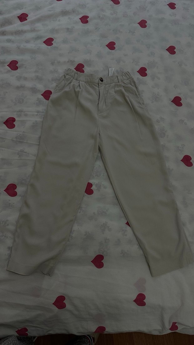 Orijinal zara Bej Kadın Keten Rahat Pantolon - Görsel 2