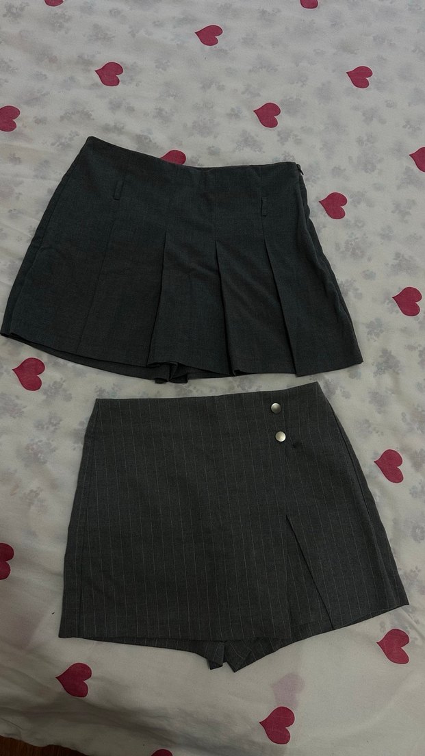 Gri Kısa Pilili Mini Etek - Görsel 2