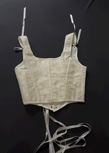 Dantel İşlemeli Beyaz Straplez Bustiyer - Görsel 4