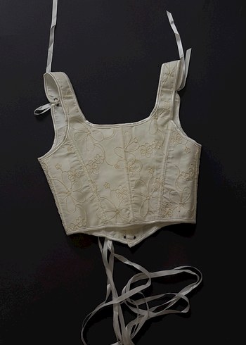 Dantel İşlemeli Beyaz Straplez Bustiyer - Görsel 5