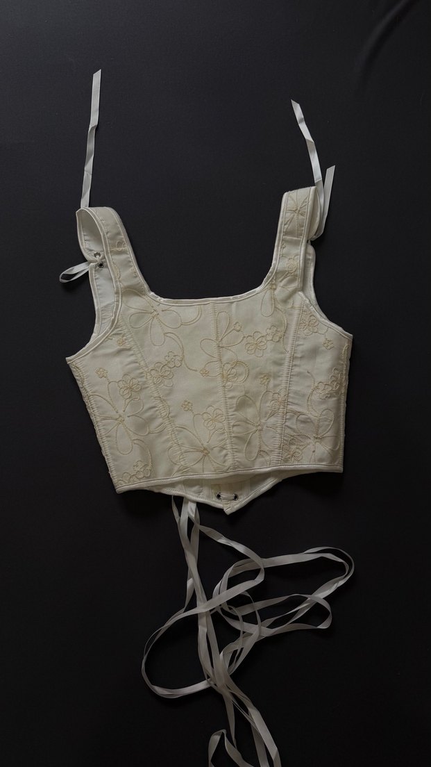 Dantel İşlemeli Beyaz Straplez Bustiyer - Görsel 5