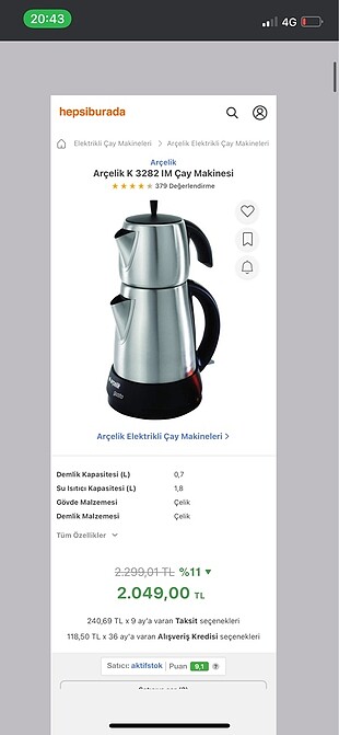 Arçelik gusto çay makinesi