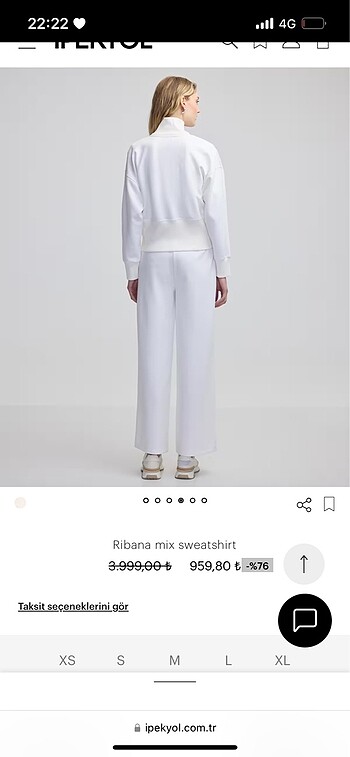 s Beden beyaz Renk İpekyol fermuarlı sweat