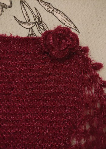 Bordo Örgü Kız Çocuk Pelerini - Görsel 3