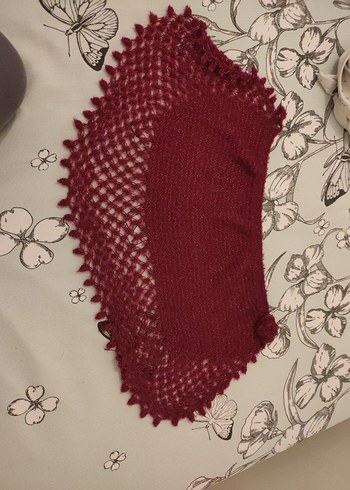 Bordo Örgü Kız Çocuk Pelerini - Görsel 4