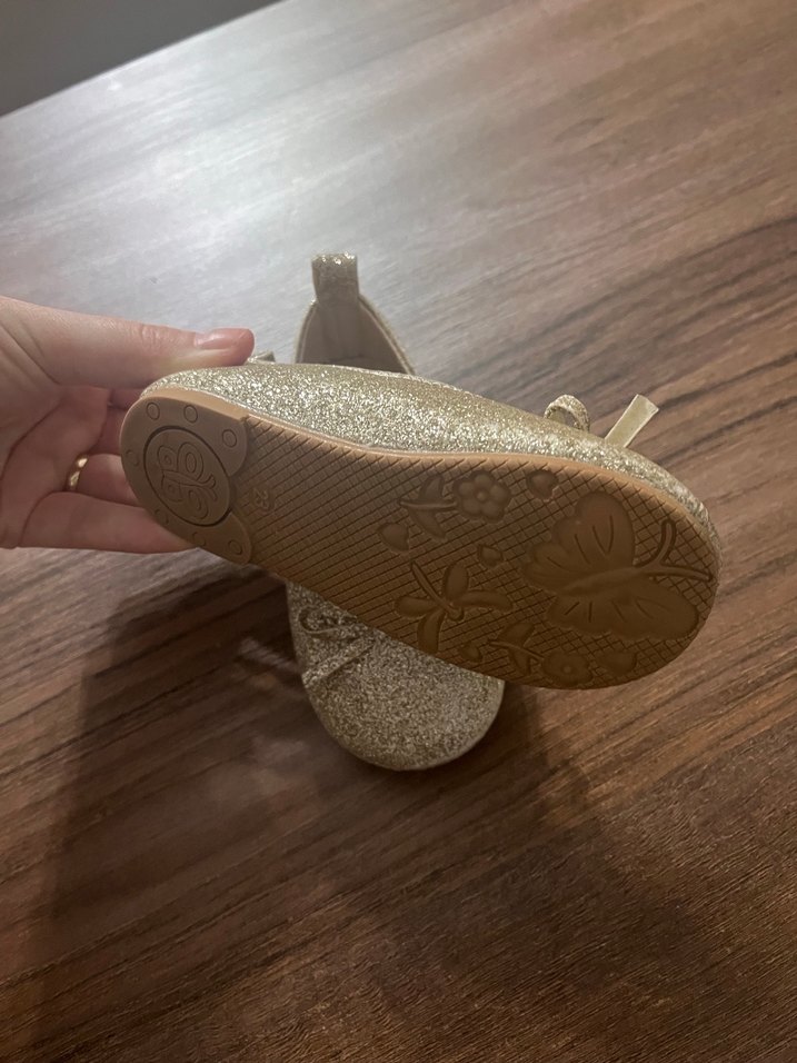 Kız Çocuk Bej Simli Babet Ayakkabı - Görsel 2