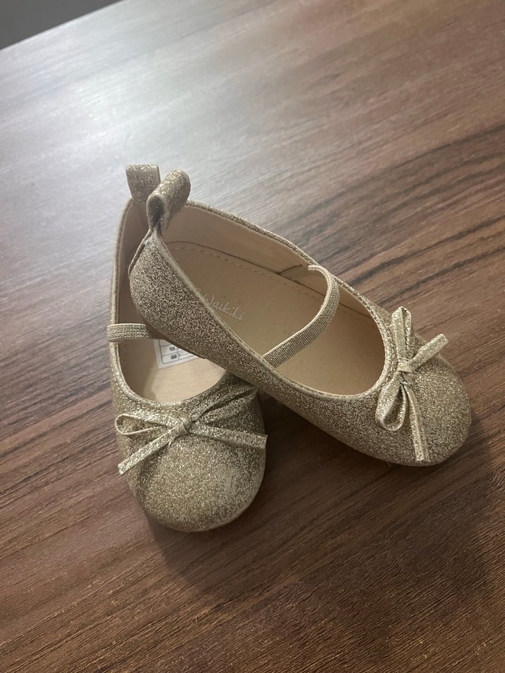 Kız Çocuk Bej Simli Babet Ayakkabı - Görsel 3