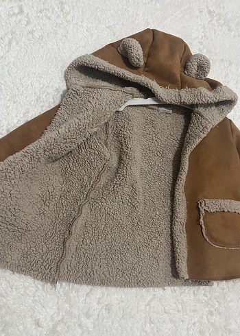 Kürklü Kapüşonlu Çocuk Kahverengi Mont - Görsel 3