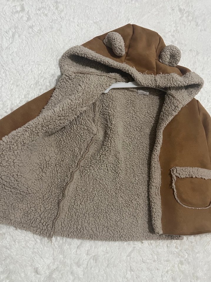 Kürklü Kapüşonlu Çocuk Kahverengi Mont - Görsel 3