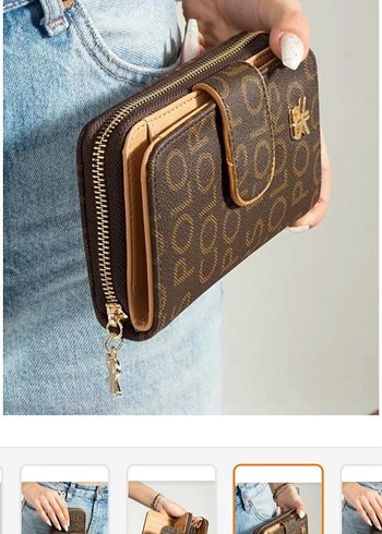 polo Deri Baskılı Kahverengi Fermuarlı Kadın Cüzdanı - Görsel 3