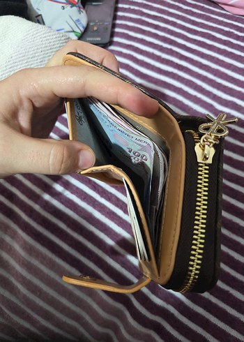 polo Deri Baskılı Kahverengi Fermuarlı Kadın Cüzdanı - Görsel 8