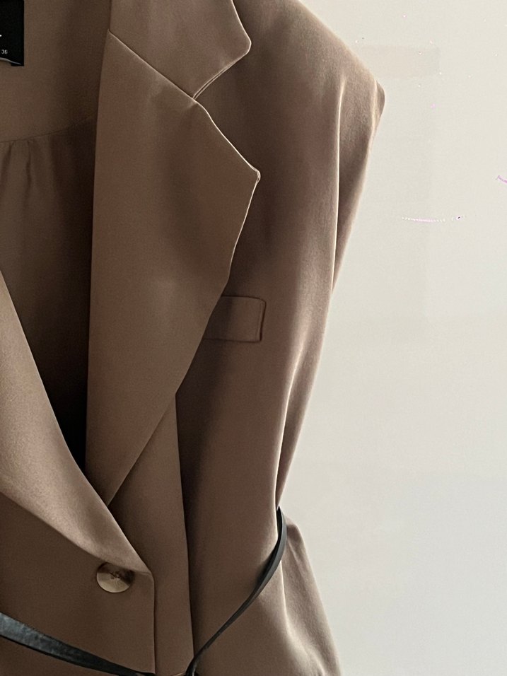 Kemerli, Kolsuz Midi Ofis Yeleği - Görsel 4