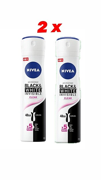 2 ADET Nivea Black and White Deodorant