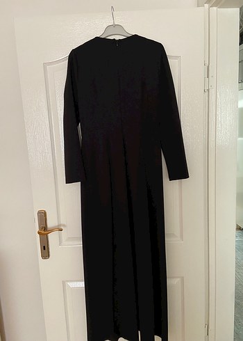 38 Beden Kadın Siyah Uzun V Yaka Gotik Abiye Elbise