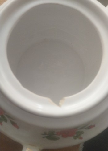 Beden beyaz Renk Çiçek Desenli Beyaz Seramik tencere