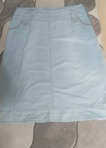 H&M Düğmeli Mavi Denim Midi Etek