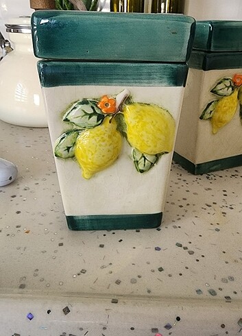 Dekoratif limon motifli tuzluk biberlik