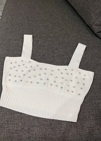 Taş Detaylı Beyaz Bustiyer - Görsel 2