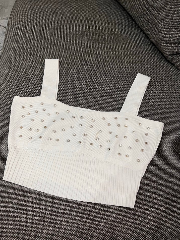 Taş Detaylı Beyaz Bustiyer - Görsel 2