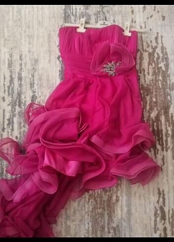 xs Beden Abiye pembe elbise 
