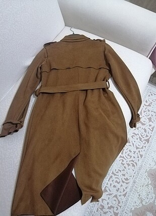 Diğer Taba rengi süet kumaş trençkot