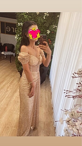 m Beden Gold taşlı abıye