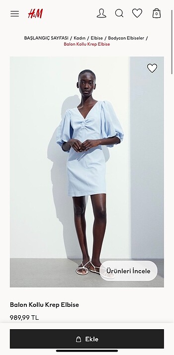 H&M S beden elbise. Sıfır ve yeni sezon üründür. Uzunluk 88 cm.