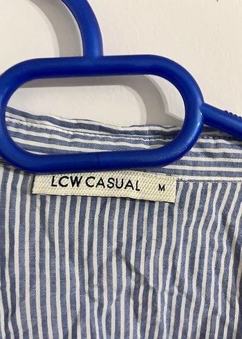 Mavi Çizgili Uzun Kollu Keten Gömlek - Görsel 3