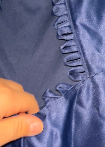 Parlak Lacivert Drapeli Midi Abiye Elbise - Görsel 4