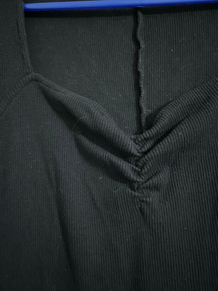 Siyah Uzun V Yakalı Kadın Elbise - Görsel 3