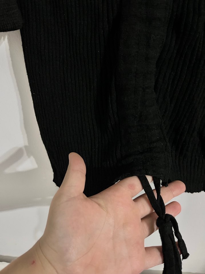 V Yaka Siyah Kadın Triko Elbise - Görsel 2