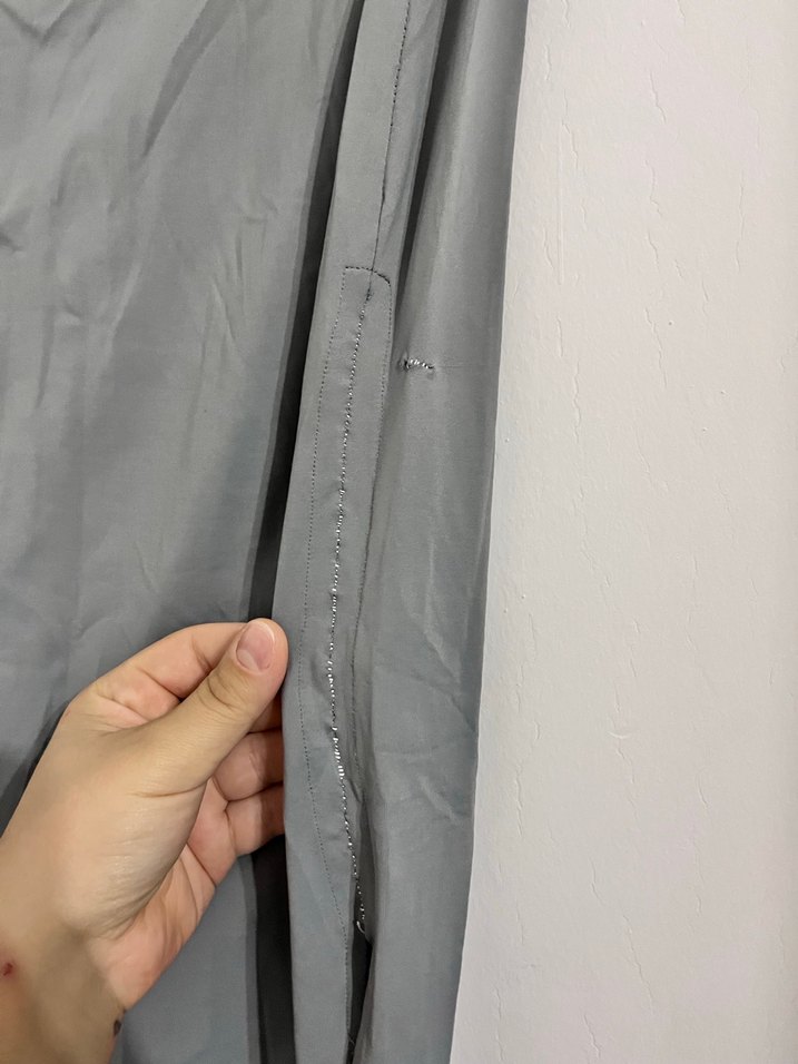 Gri Keten Midi Uzun Drapeli Etek - Görsel 2