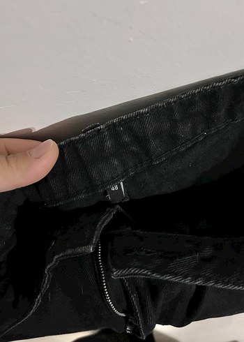 Siyah Kot Bel Detaylı Rahat Kesim Erkek Pantolon - Görsel 2