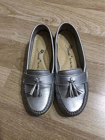 Lame renk temiz loafer ayakkabı