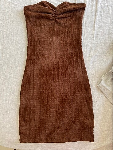 xs Beden kahverengi Renk Büzgülü Kalp yala mini elbise