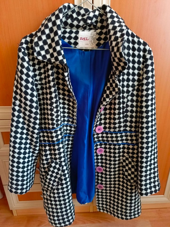 Düğmeli Mavi Kareli Midi Kadın Kaban - Görsel 2