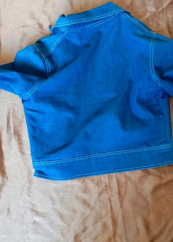 Düğmeli Mavi Kadın Denim Ceket - Görsel 4